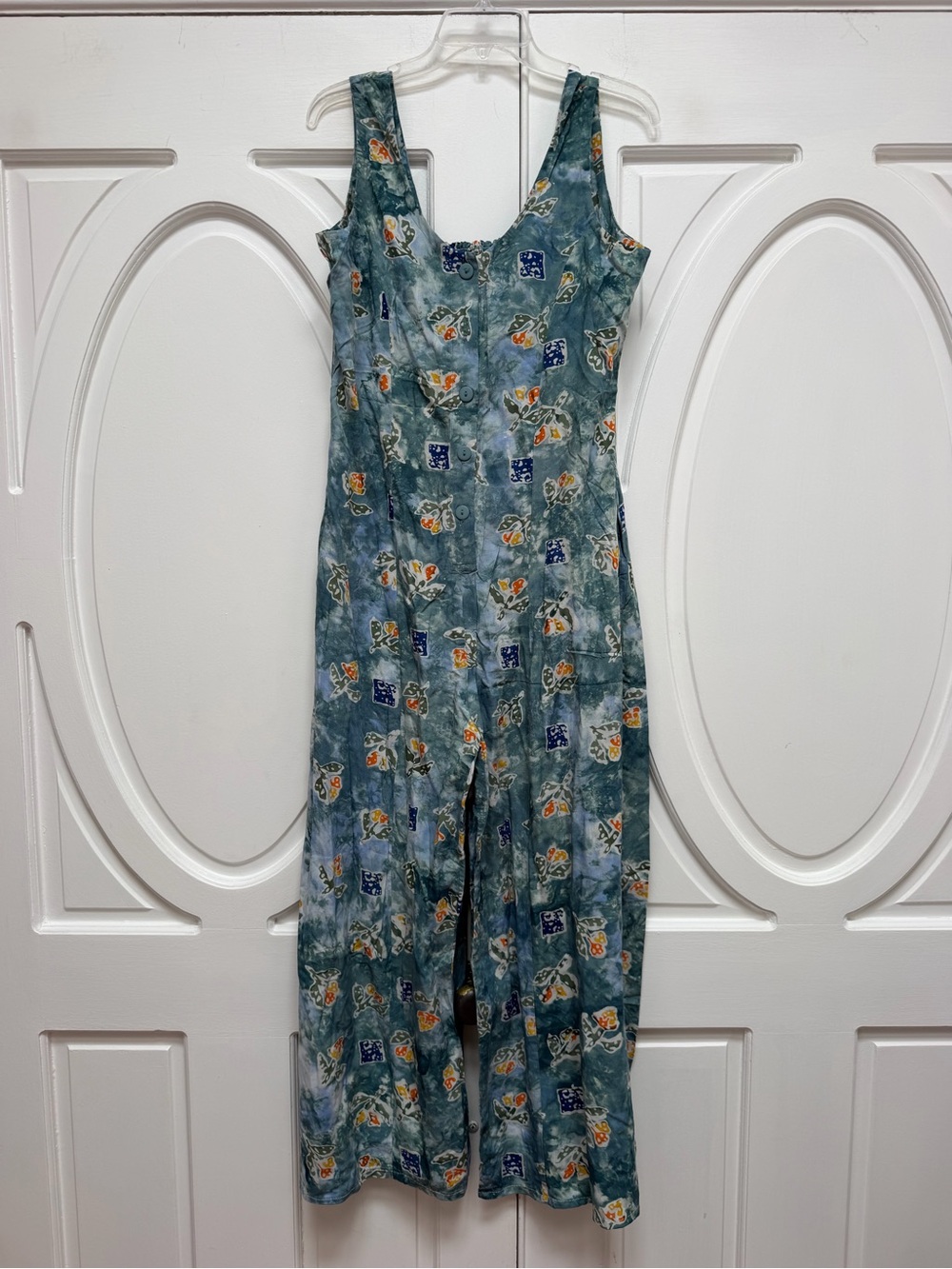 April Cornell Blue Floral Rayon Wide Leg Romper acotragecore